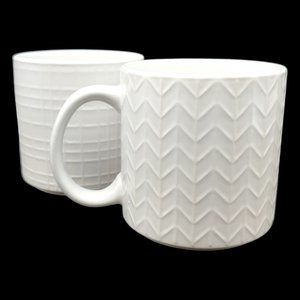 Potter's Corner Coffee Mug Set 2, 14oz Large White Geometric Minimalist Art Deco